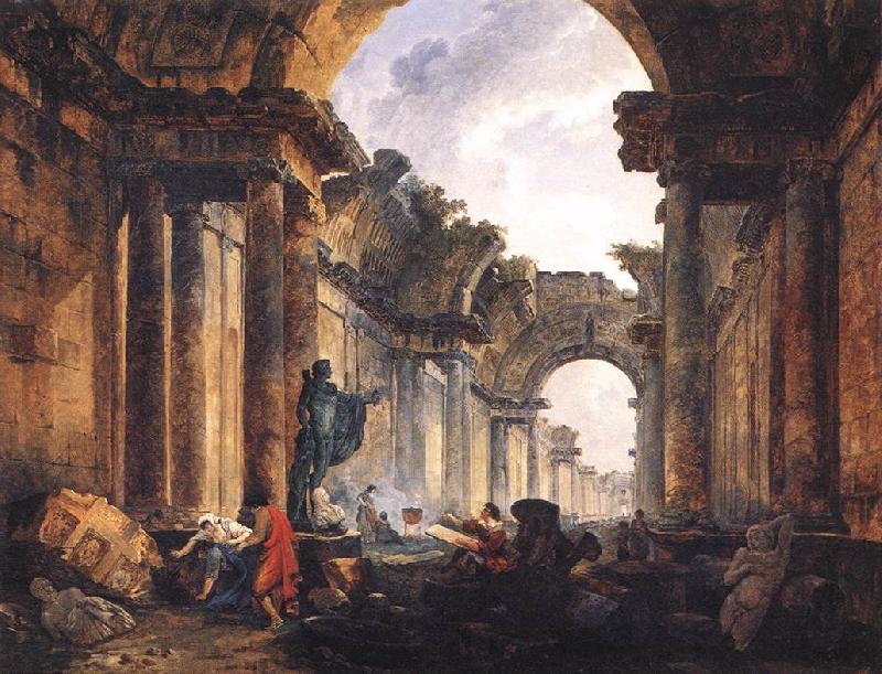 ROBERT, Hubert Imaginary View of the Grande Galerie in the Louvre in Ruins AG oil painting image